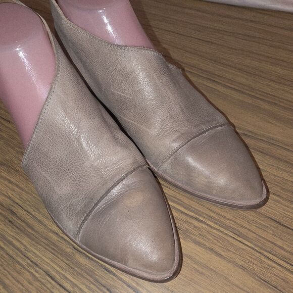 FREE PEOPLE ROYALE Sz 7.5 Brown Leather Bohemian Distressed Cut Out Ankle Boots - Picture 4 of 11